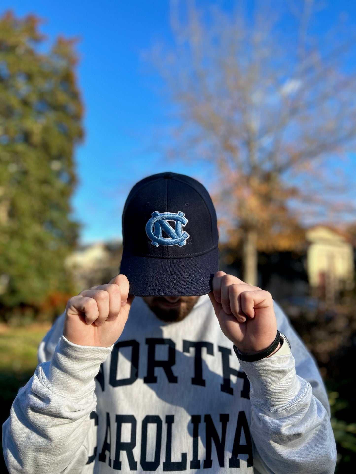 North Carolina Tar Heels Fitted Hat in Navy Blue with UNC Logo