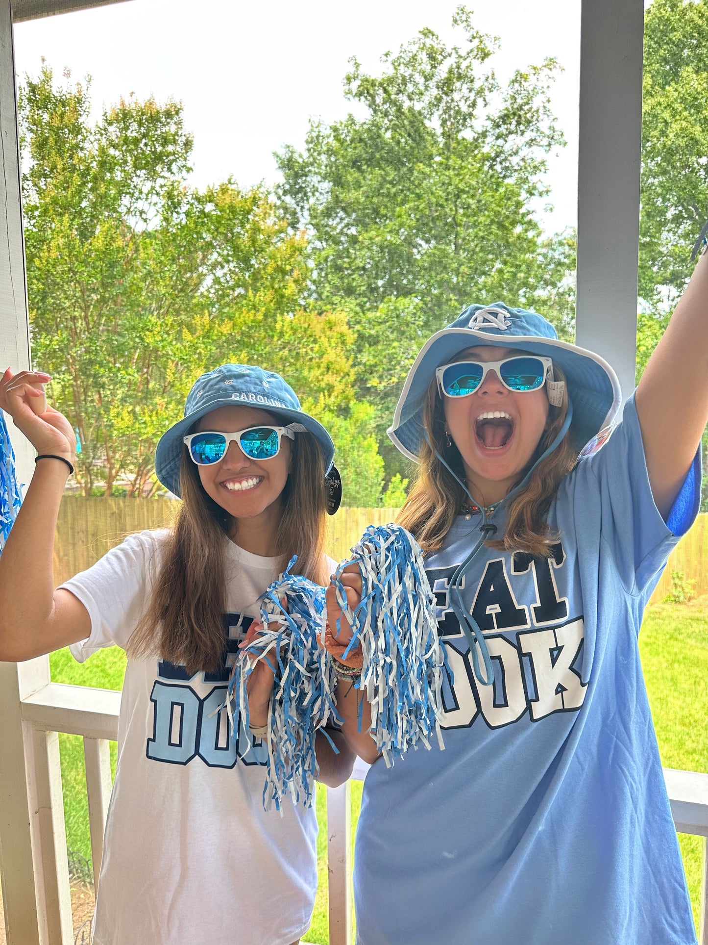 Carolina Blue and White Pom Poms 2 Pack