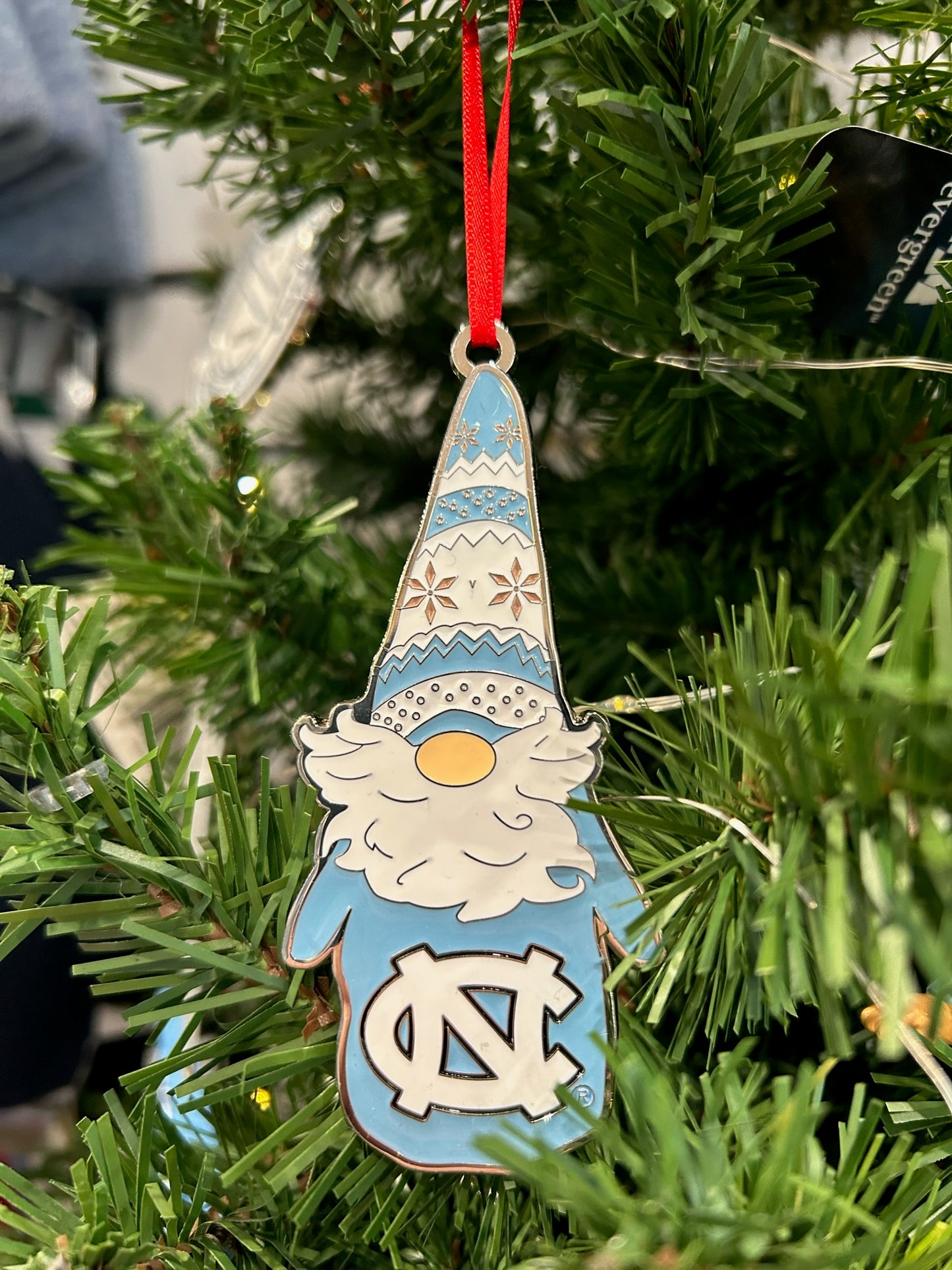 UNC Tar Heels Christmas Gnome Metal Ornament