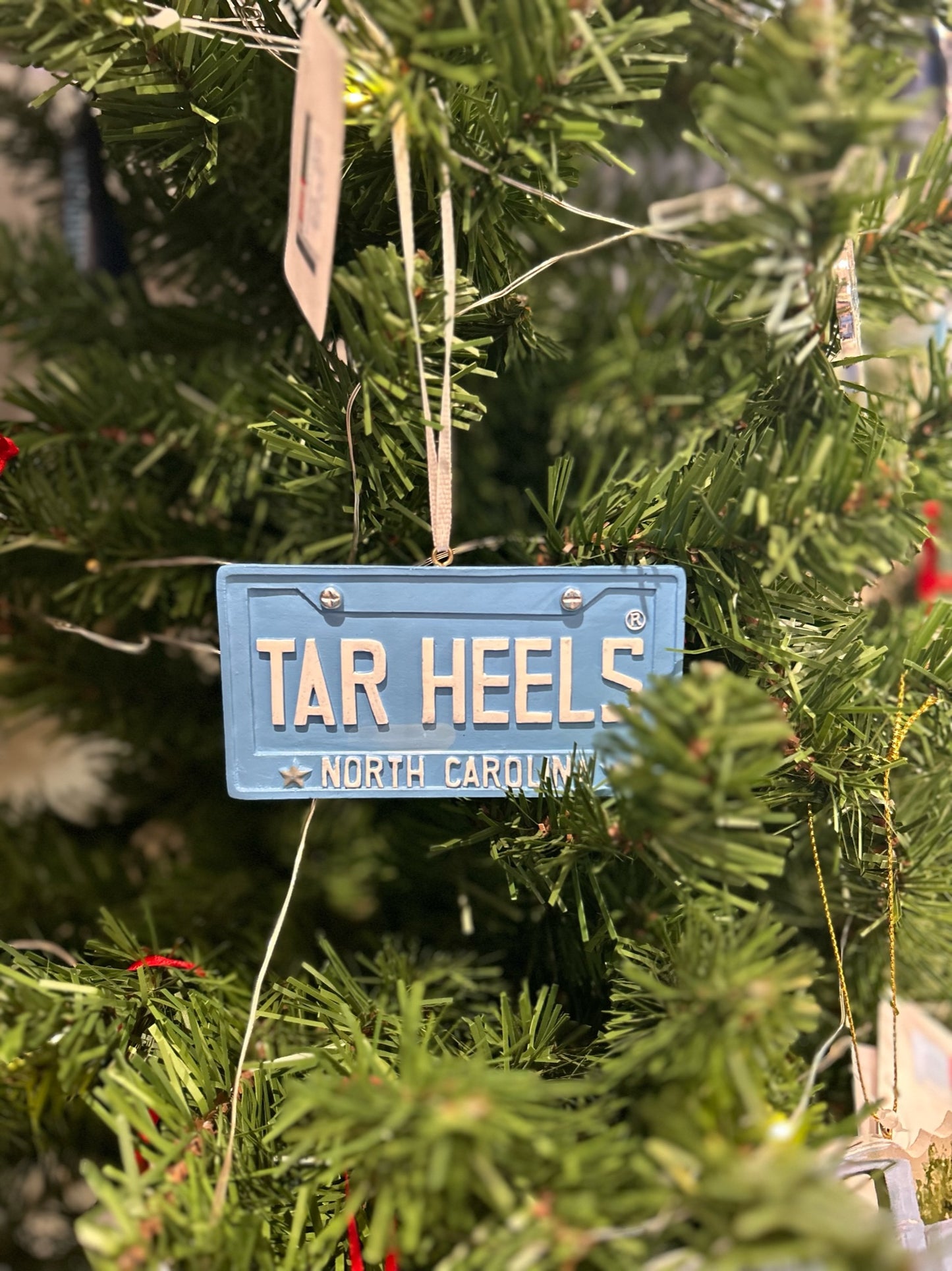 UNC Tar Heels North Carolina License Plate Ornament