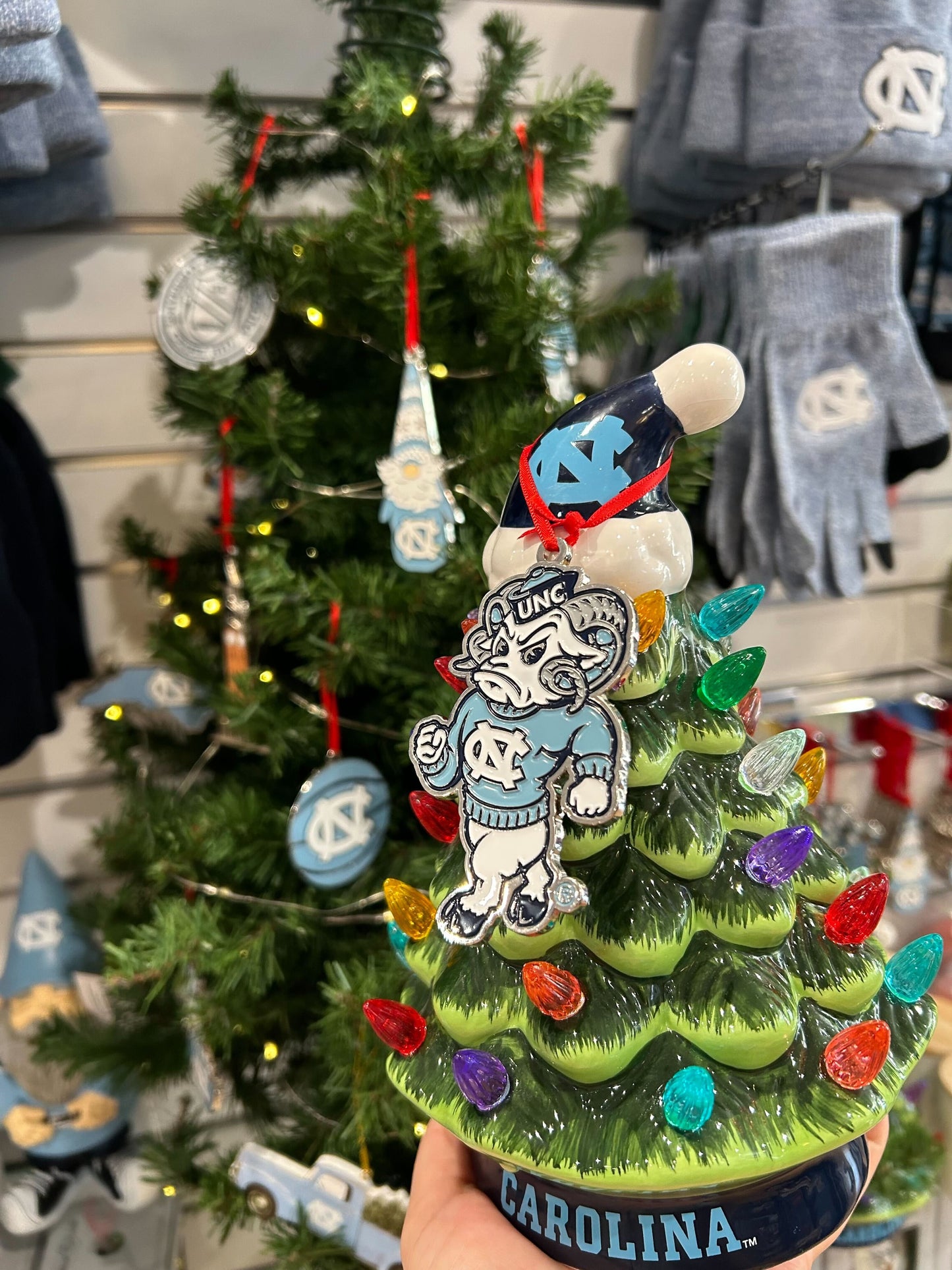 North Carolina Tar Heels Light Up Christmas Tree 8"