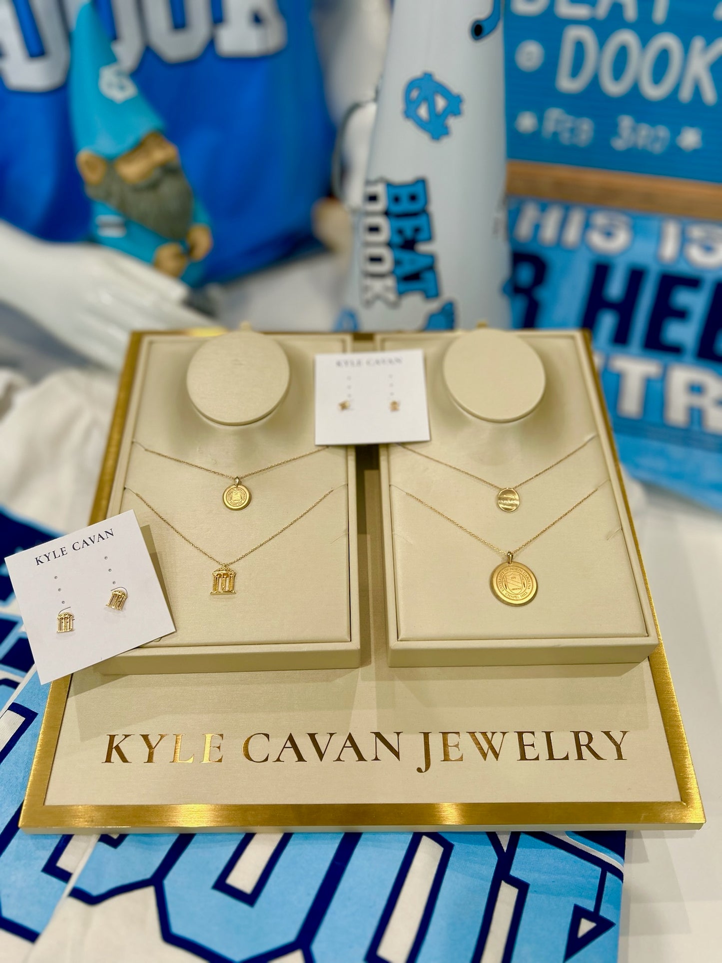 UNC Old Well Earrings by Kyle Cavan Gold