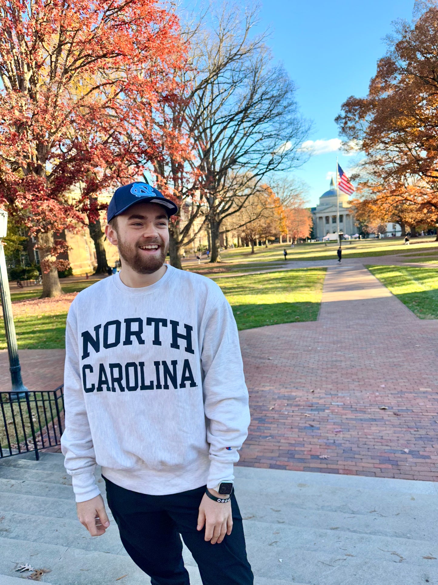 North Carolina Sweatshirt - Ash Grey Champion Reverse Weave