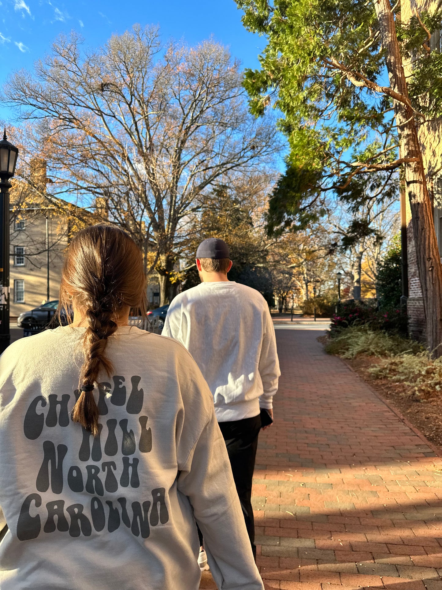 Chapel Hill North Carolina Crewneck Sweatshirt in Sand by Shrunken Head