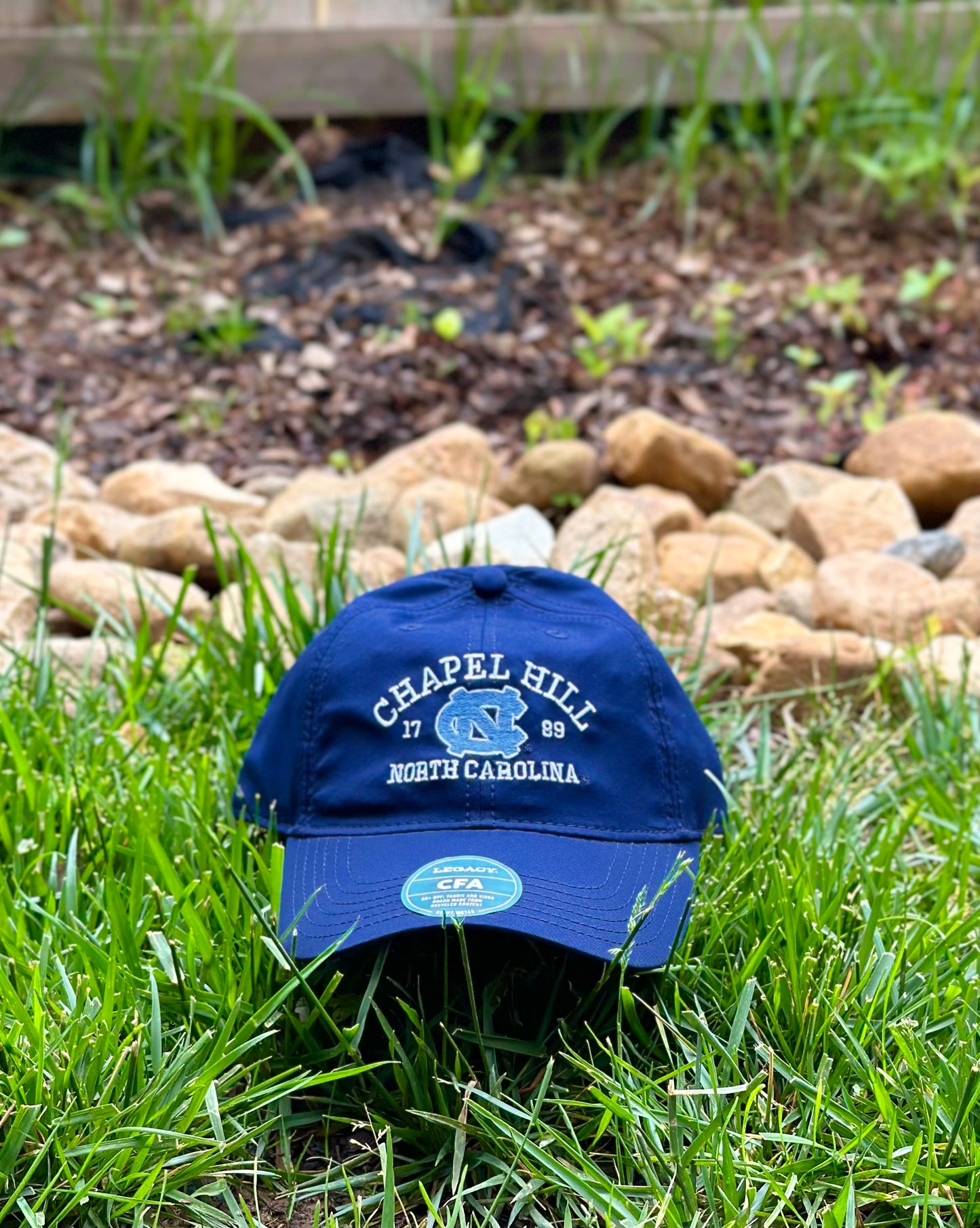 Chapel Hill North Carolina Cool Fit Athletic Adjustable Hat in Navy Blue