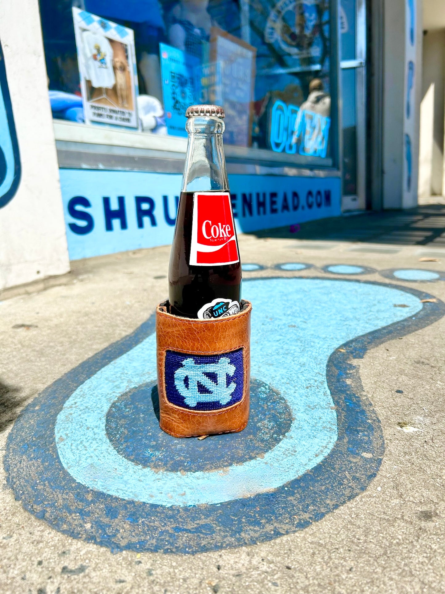 North Carolina Tar Heels Leather Can Cooler with Needlepoint Logo by Smathers and Branson