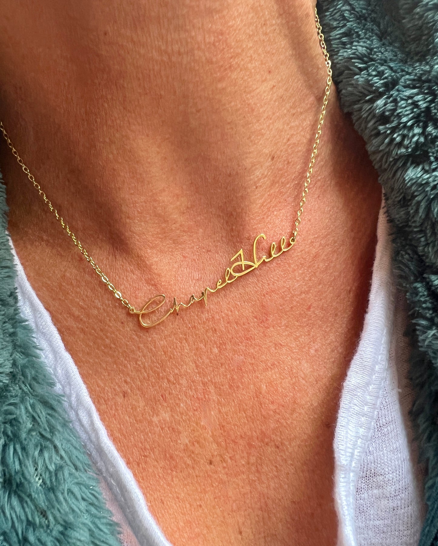 Chapel Hill Cursive Gold Necklace