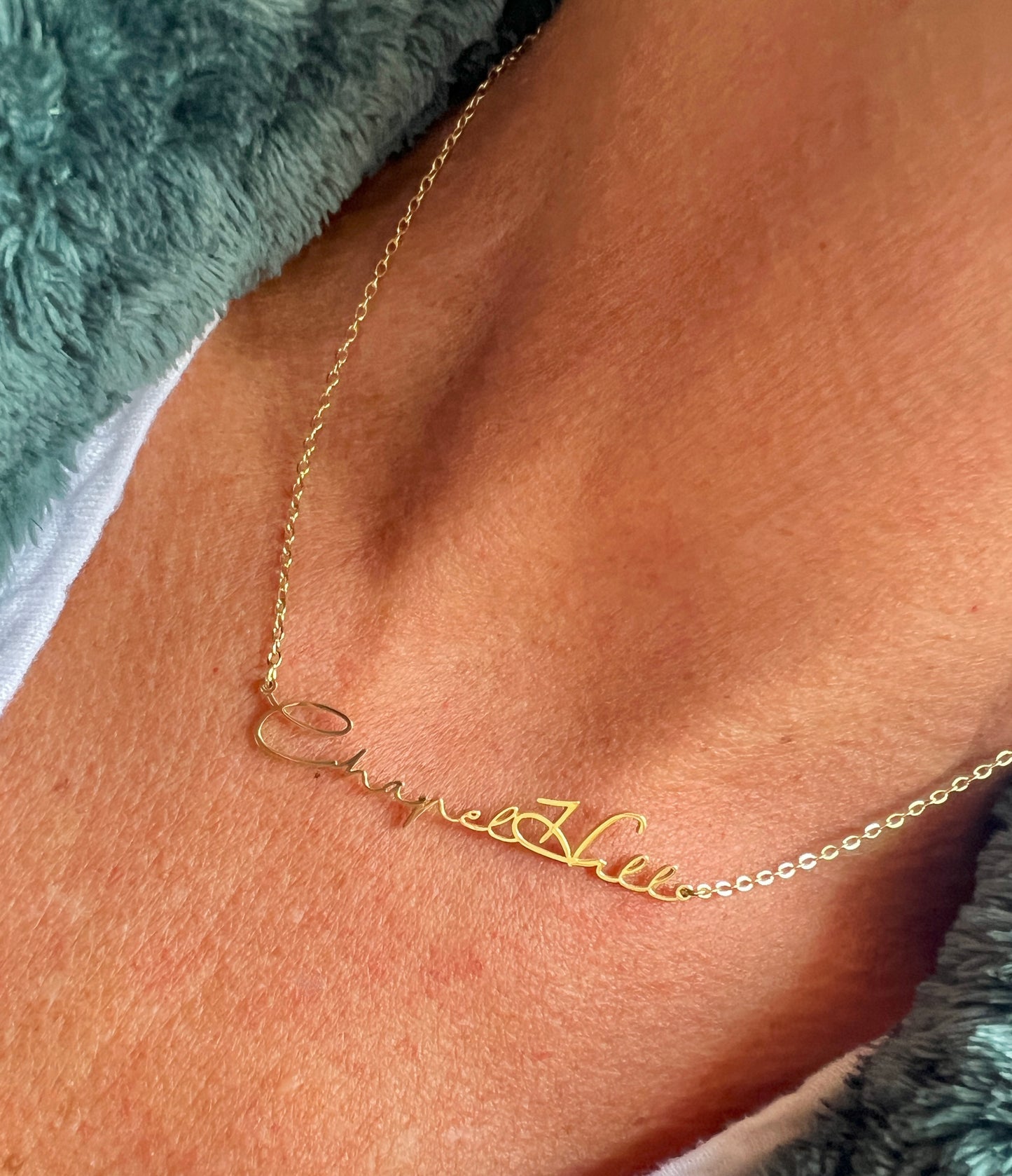 Chapel Hill Cursive Gold Necklace