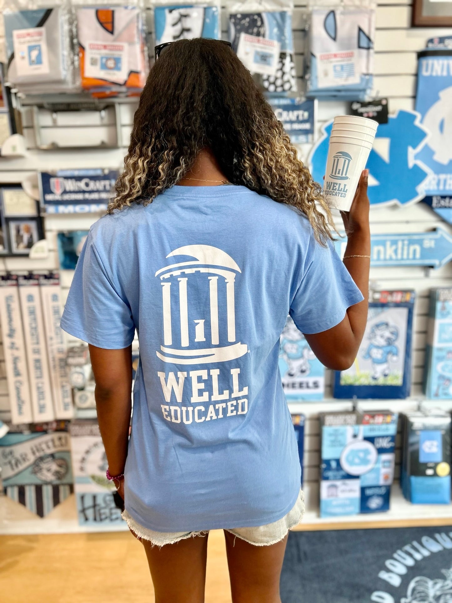 UNC Old Well Educated T-Shirt by League in Carolina Blue