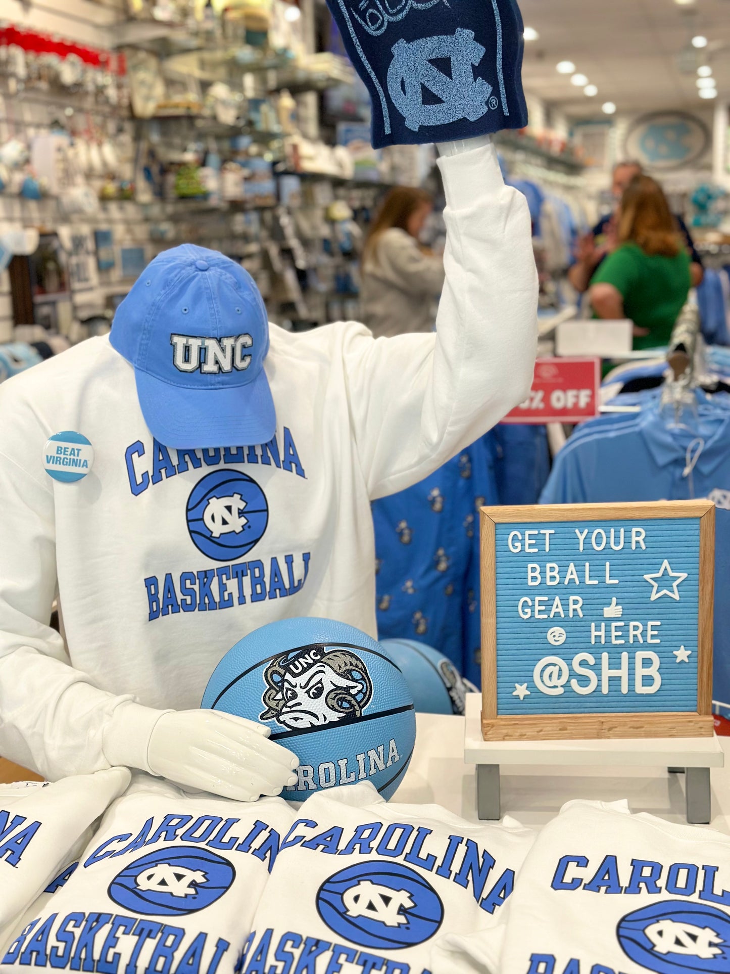 Vintage White Champion Carolina Basketball Crewneck