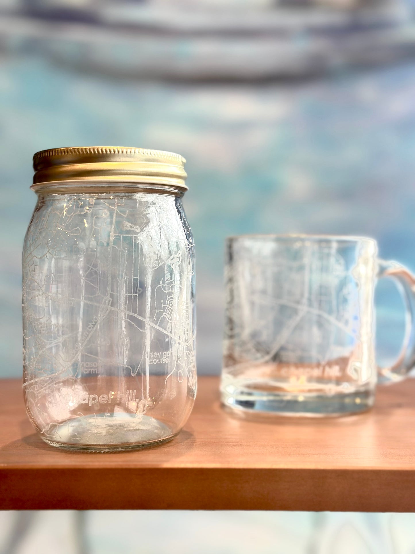 Chapel Hill Map Mason Jar
