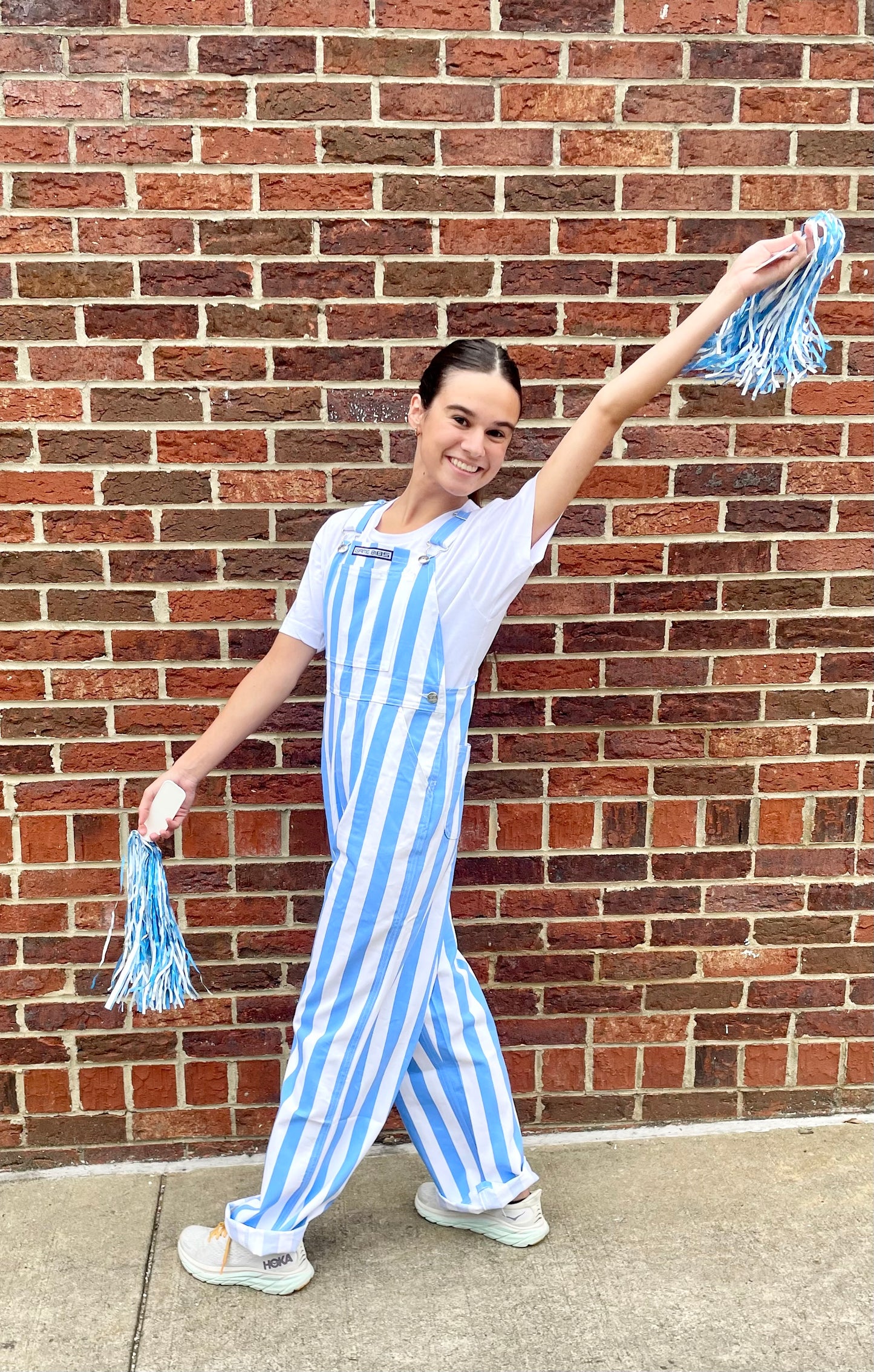 Carolina Blue and White Striped Overalls for Kids Game Day Bibs