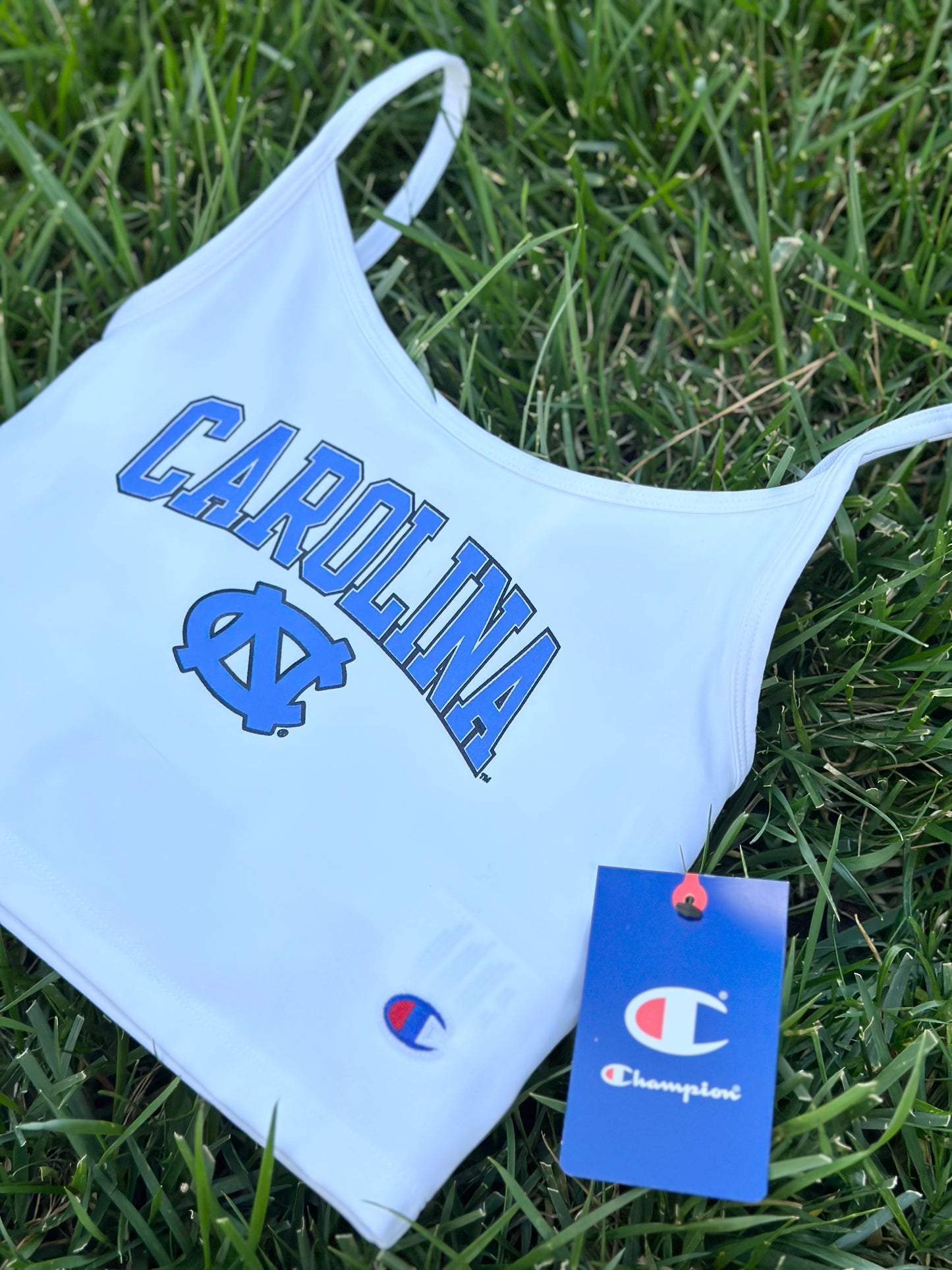 Carolina Tar Heels Cropped Cami Tank Top from Champion in White