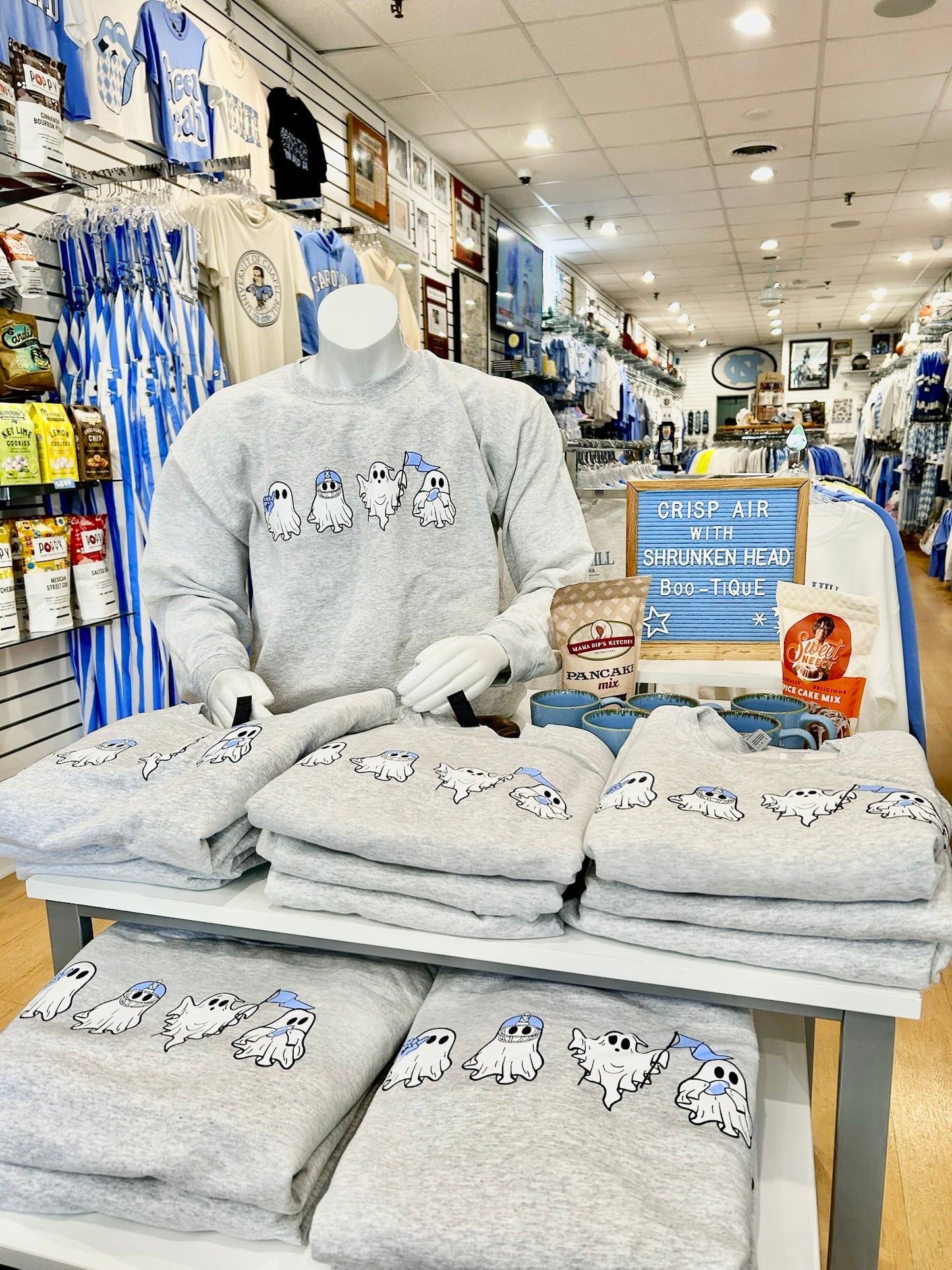 Carolina Fan Ghosts Adult Crewneck Sweatshirt in Grey