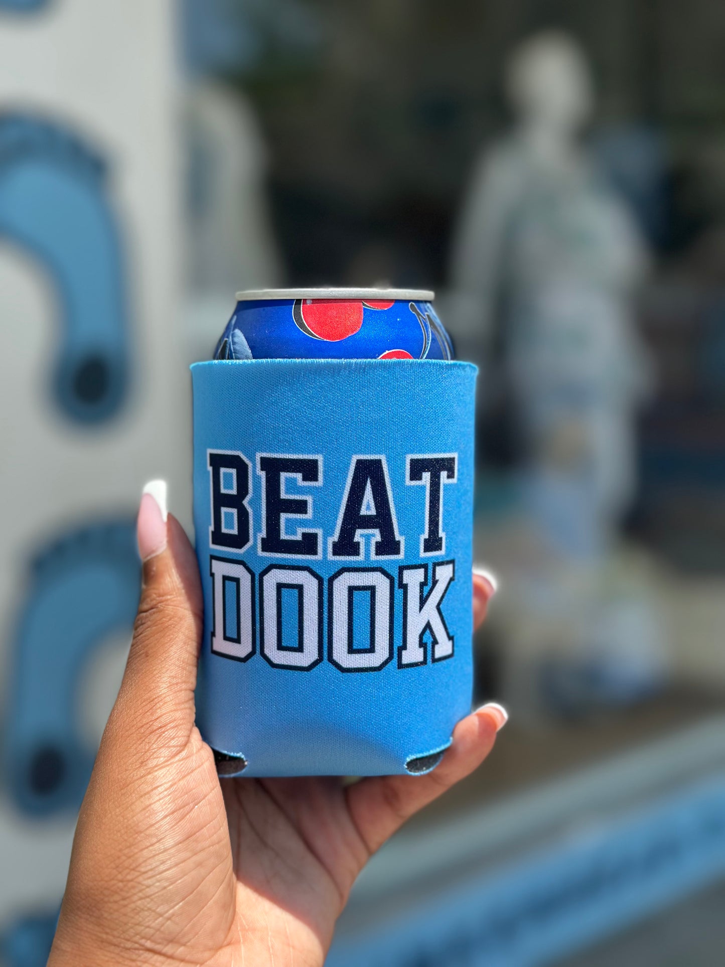 Beat Dook Koozie in Carolina Blue and White by Shrunken Head - Main View - Shrunken Head