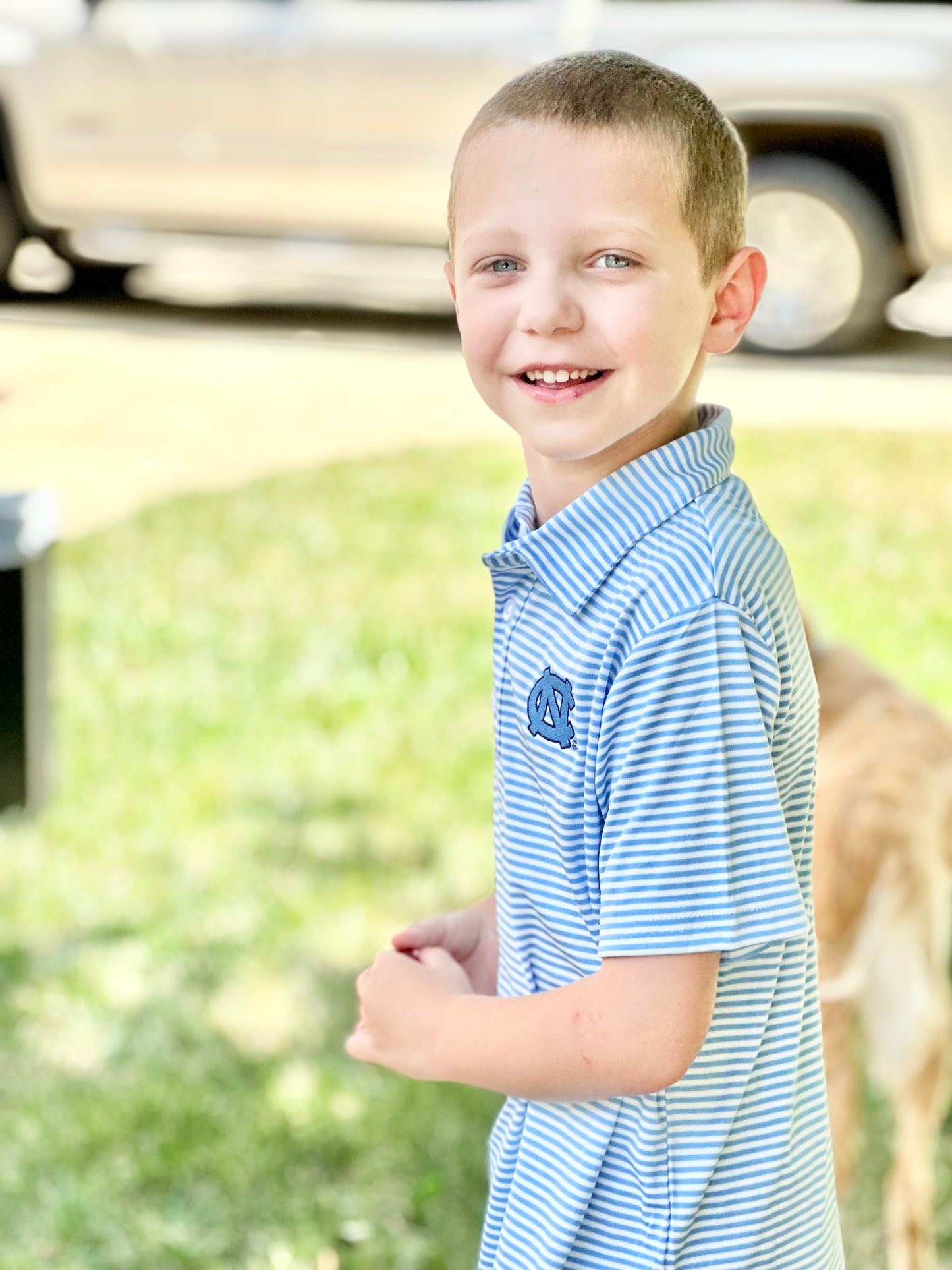 UNC Tar Heels Kid's Striped Polo Carson by Garb