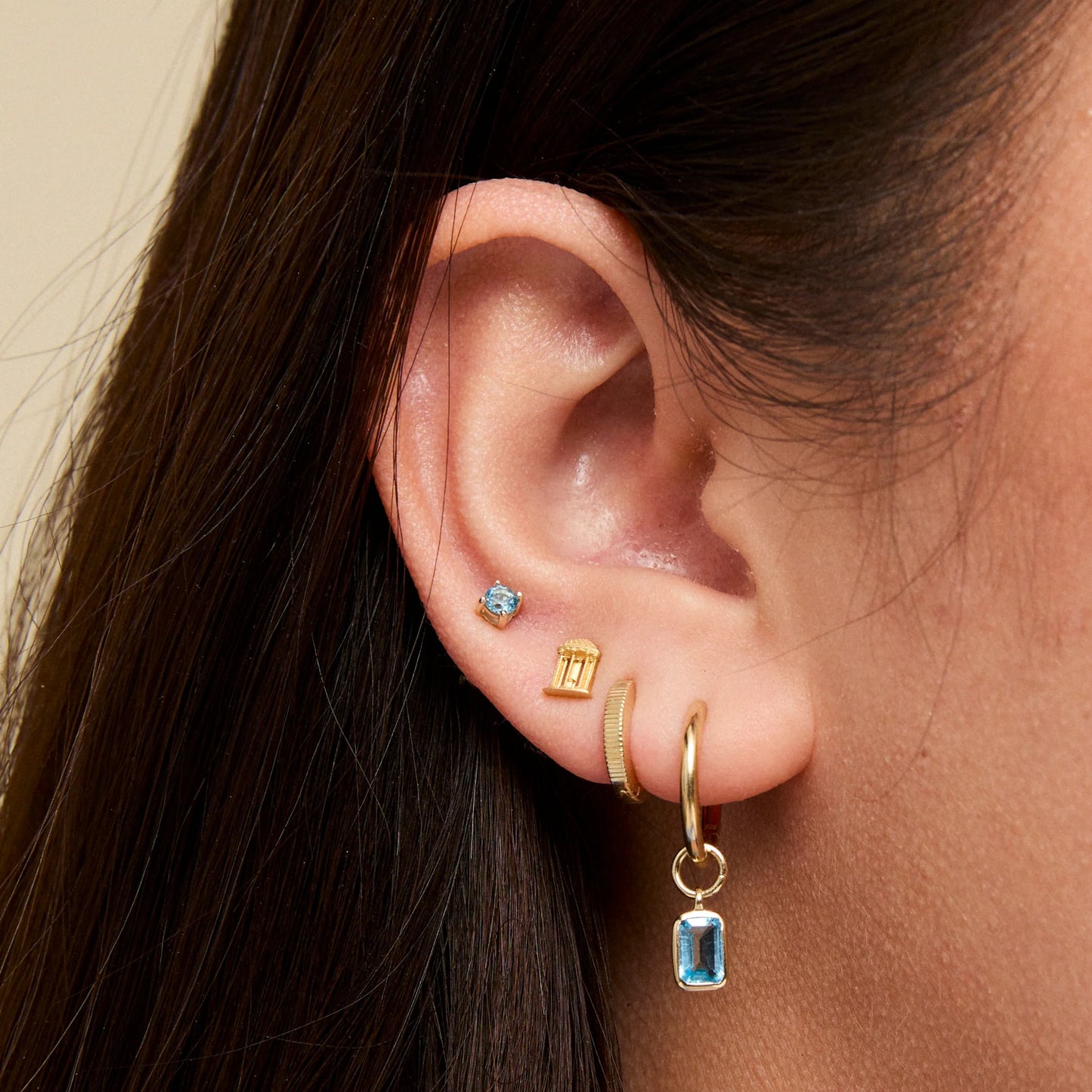 UNC Old Well Earrings by Kyle Cavan Gold