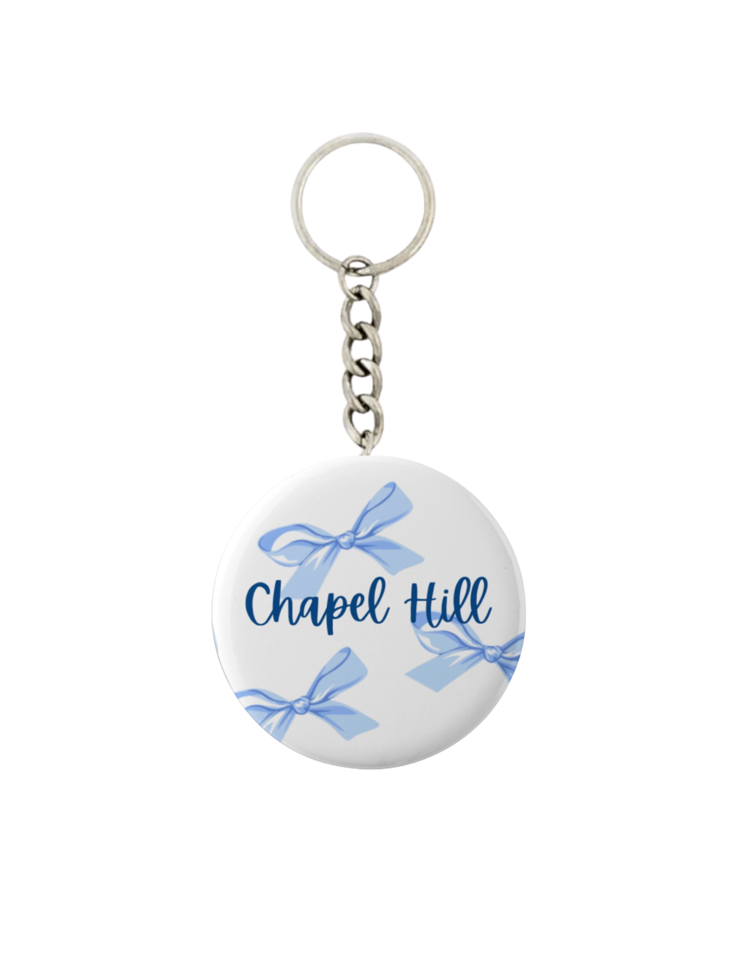 Chapel Hill NC Bows Button Keychain 2.25"