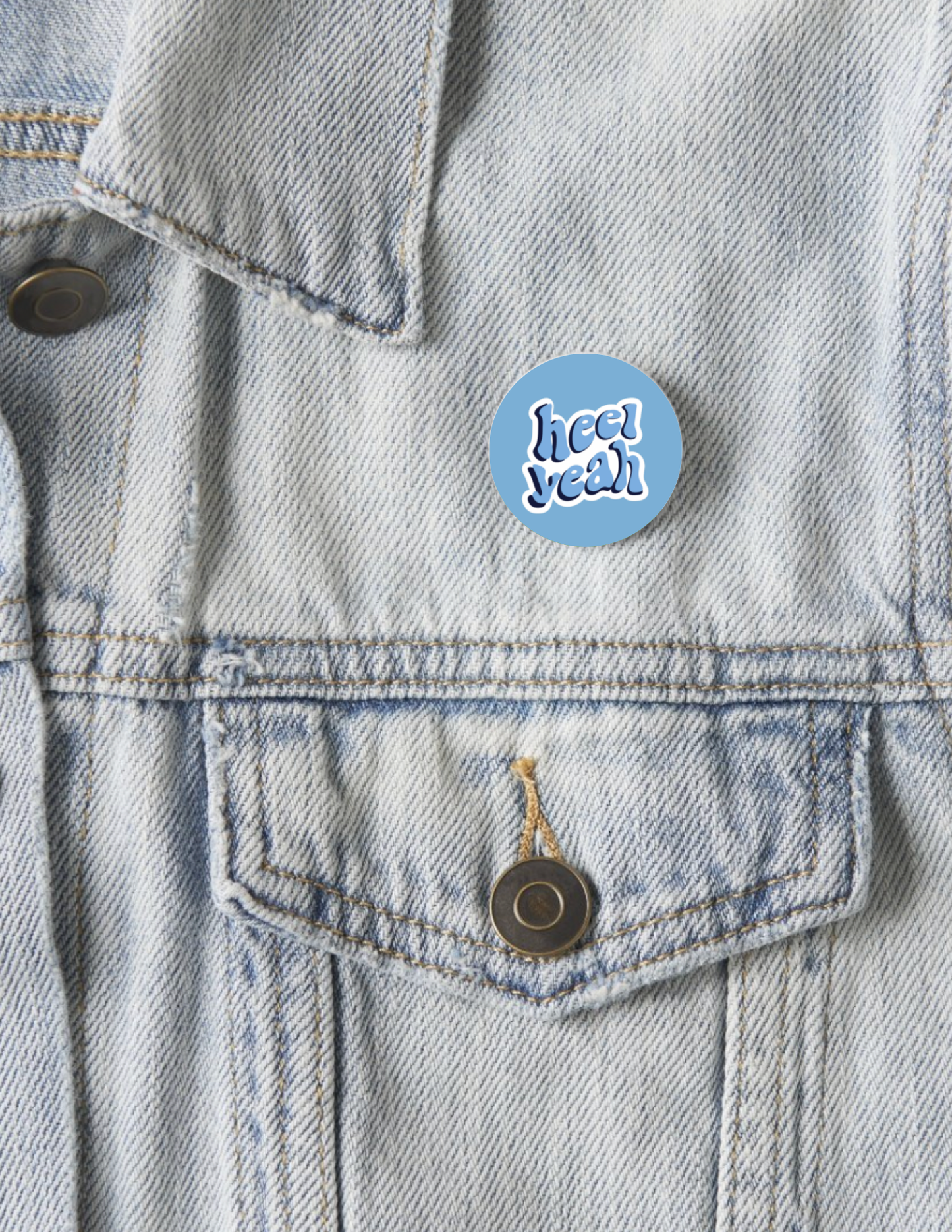 Heel Yeah Button Pin 1.25" - Detail View - Shrunken Head