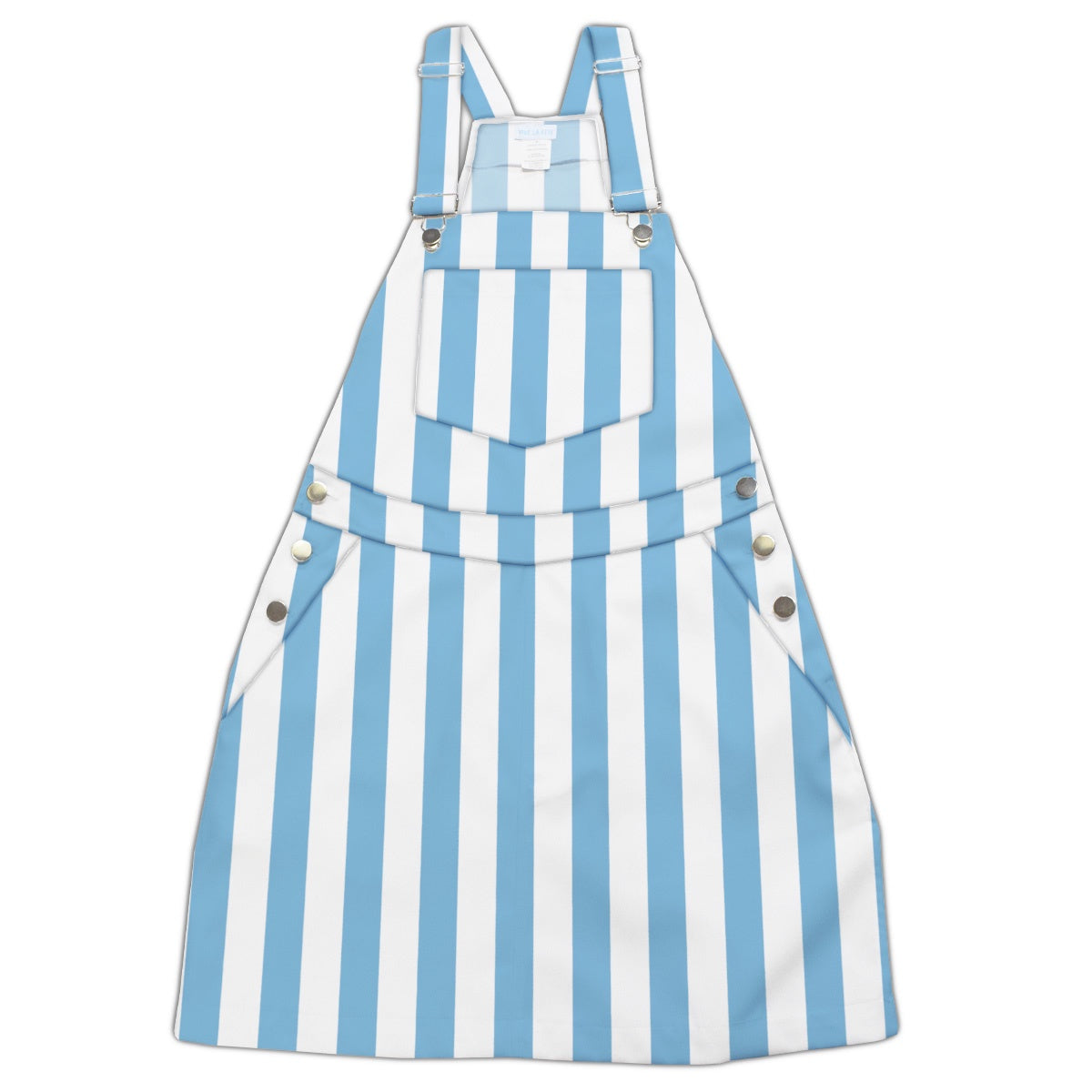 Viva La Fete Carolina Blue and White Striped Overalls with Skirt M