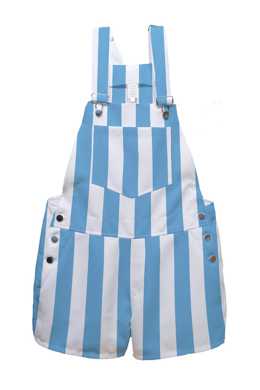 Carolina Blue and White Striped Overalls with Short