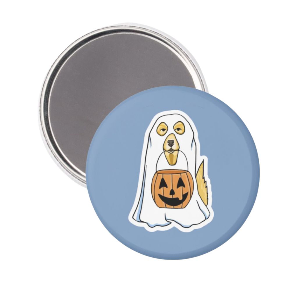 Trick or Treat Golden Retriever Button Magnet