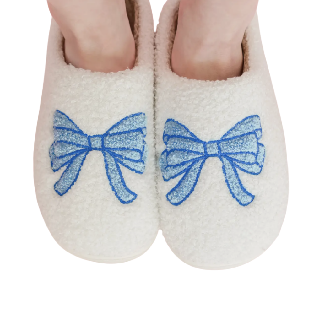 Blue Bow Slippers