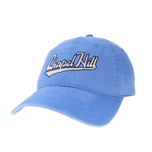 Chapel Hill Baseball Font Terra Twill Adult Hat in Carolina Blue