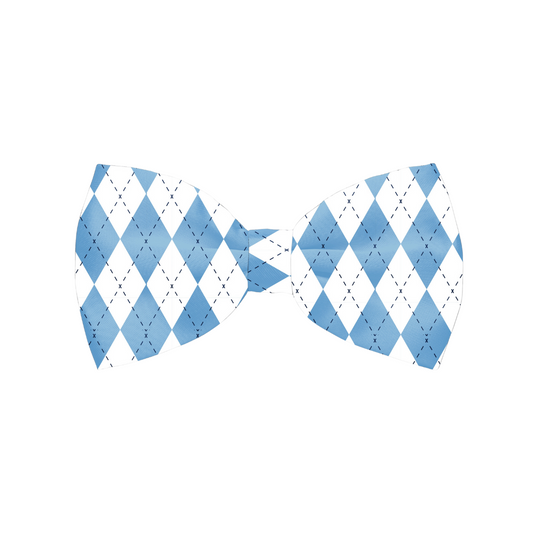 Carolina Blue and White Argyle Print Bow Tie