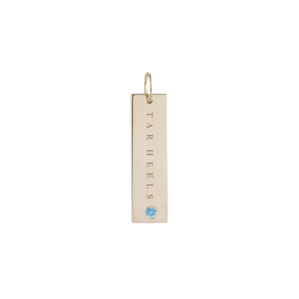 UNC Tar Heels Blue Topaz Bar in Cavan Gold - Charm Only
