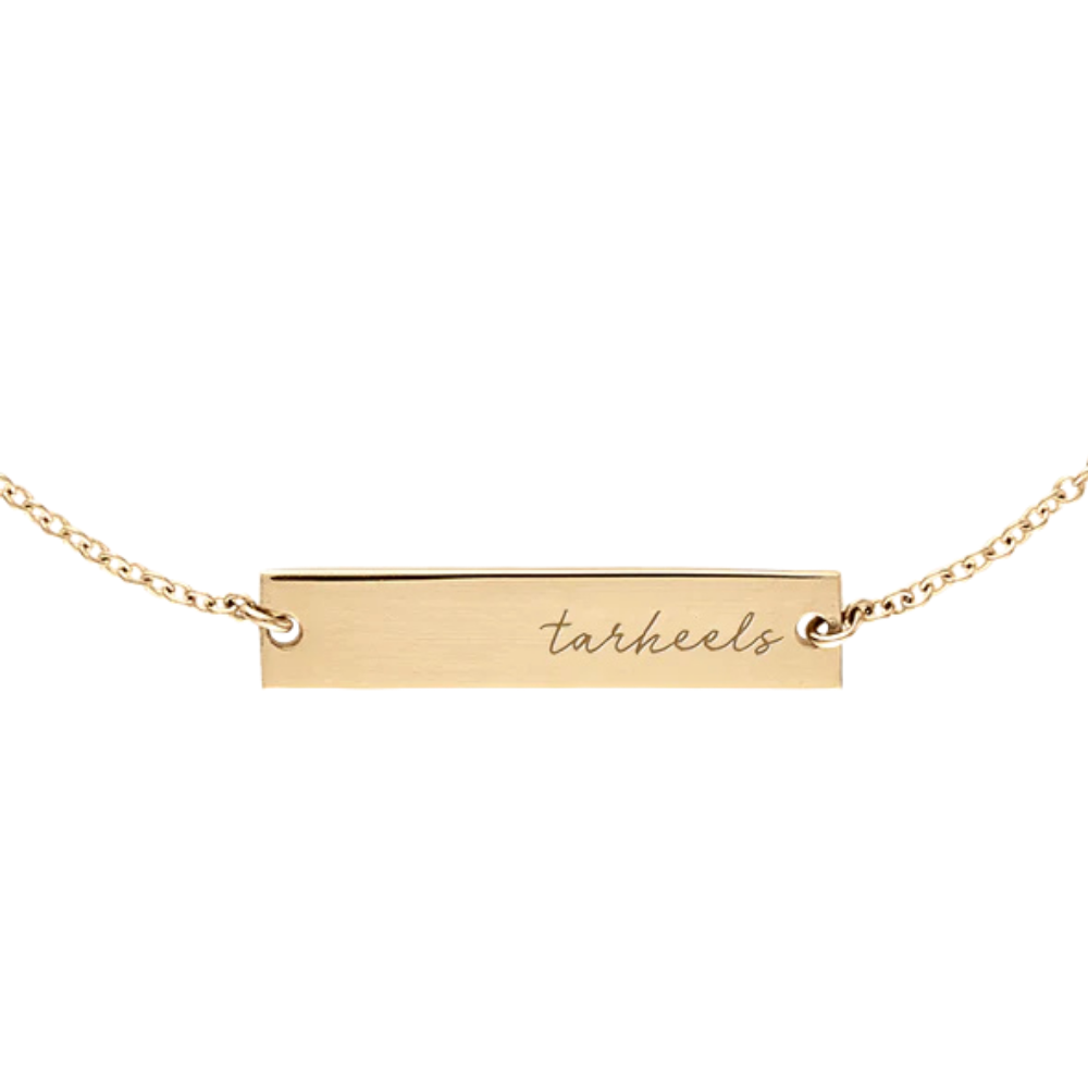 UNC Tar Heels Cursive Bar Bracelet in Cavan Gold