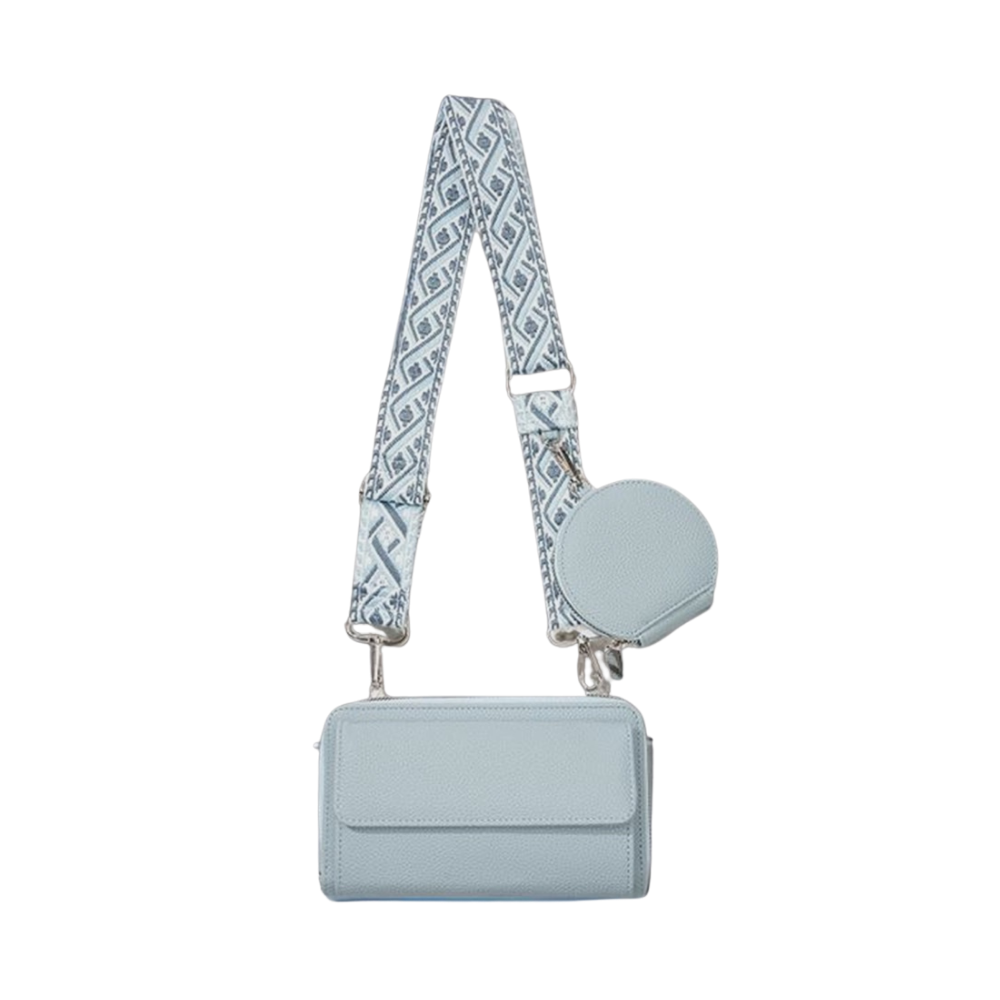 Carolina Blue Woven Weaved Crossbody Shoulder Bag