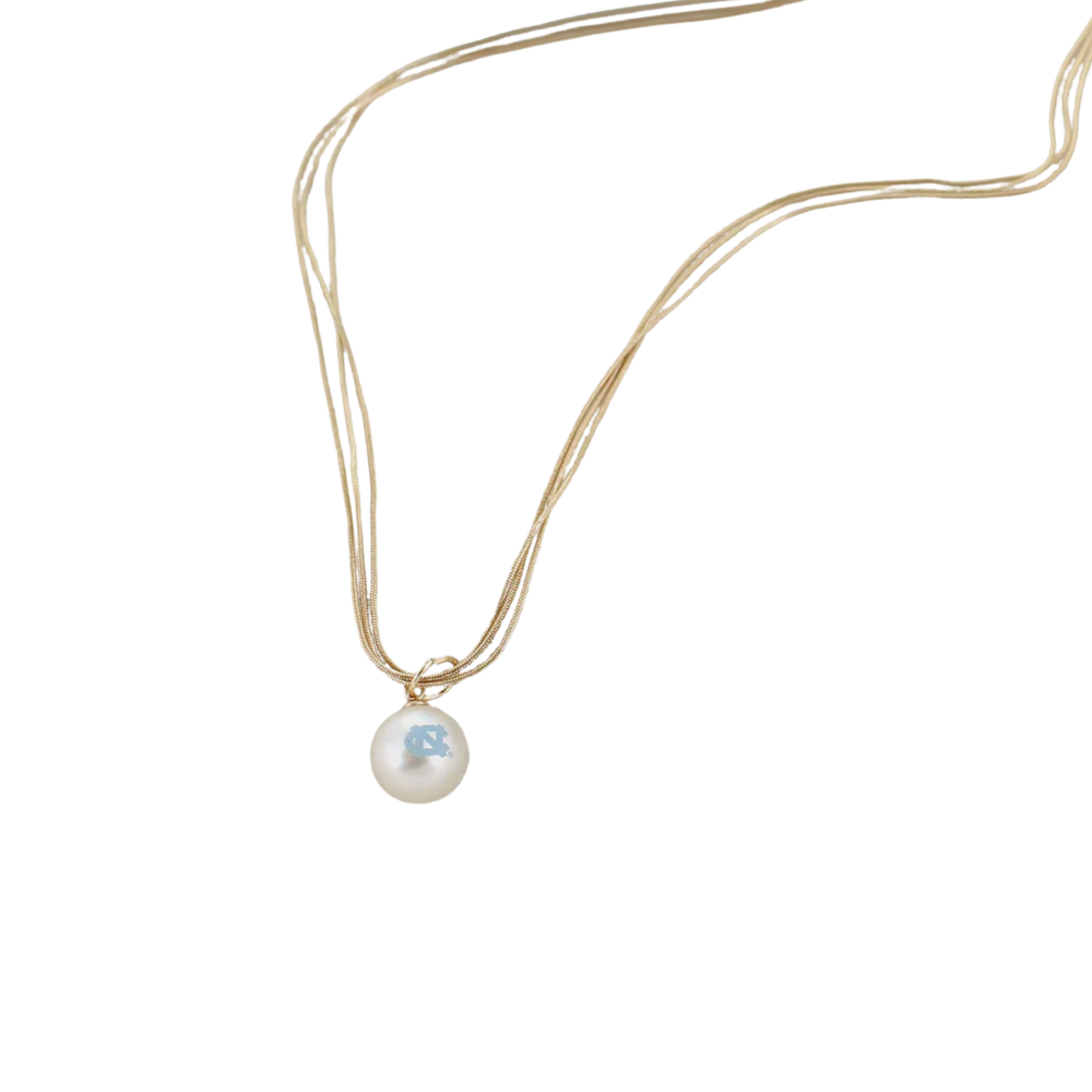 18" North Carolina Gold & Pearl Logo 3-Strand Necklace