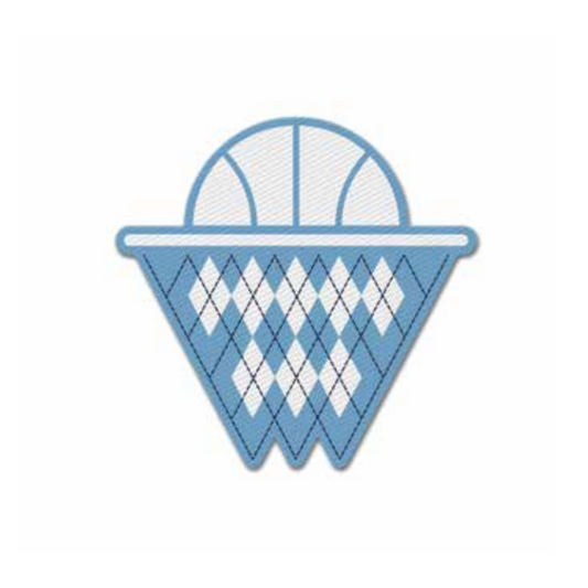 Argyle Basketball Net 3" Embroidered Patch with Adhesive