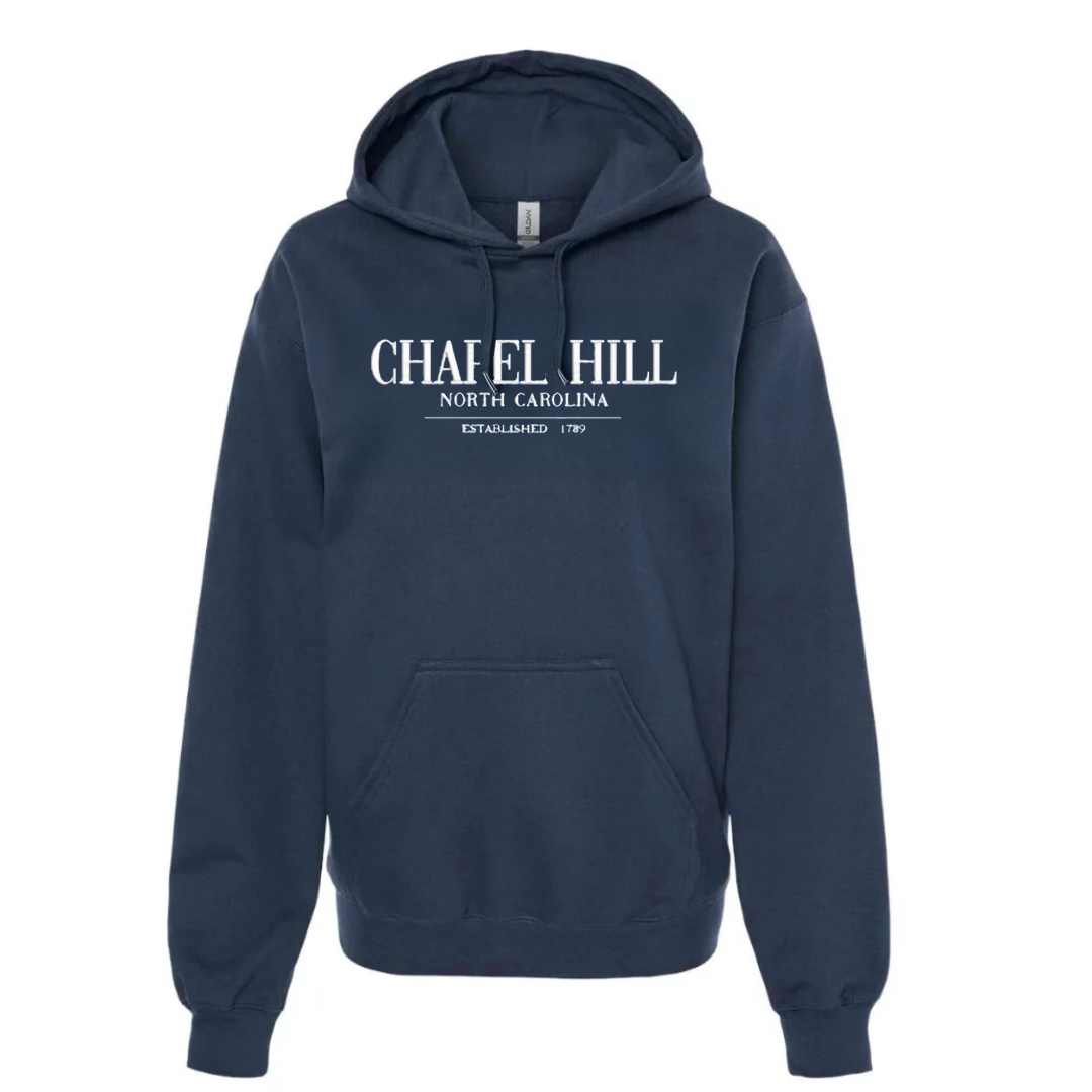 Chapel Hill North Carolina Embroidered Navy Chill Hoodie