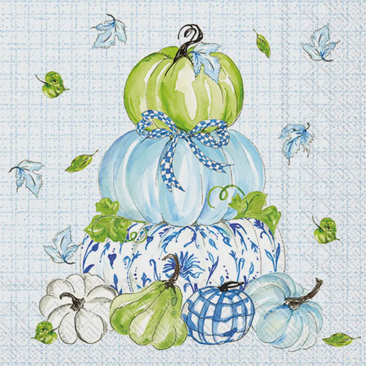 Paper Cocktail Napkin 20Ct Chinoiserie Stacked Pumpkins Fall