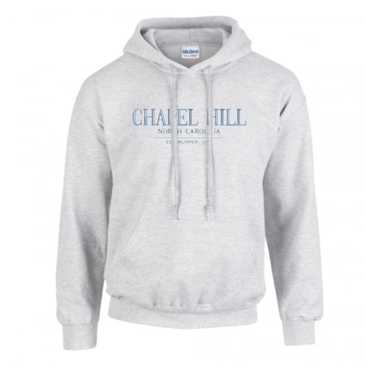 Chapel Hill North Carolina Embroidered Chill Grey Hoodie