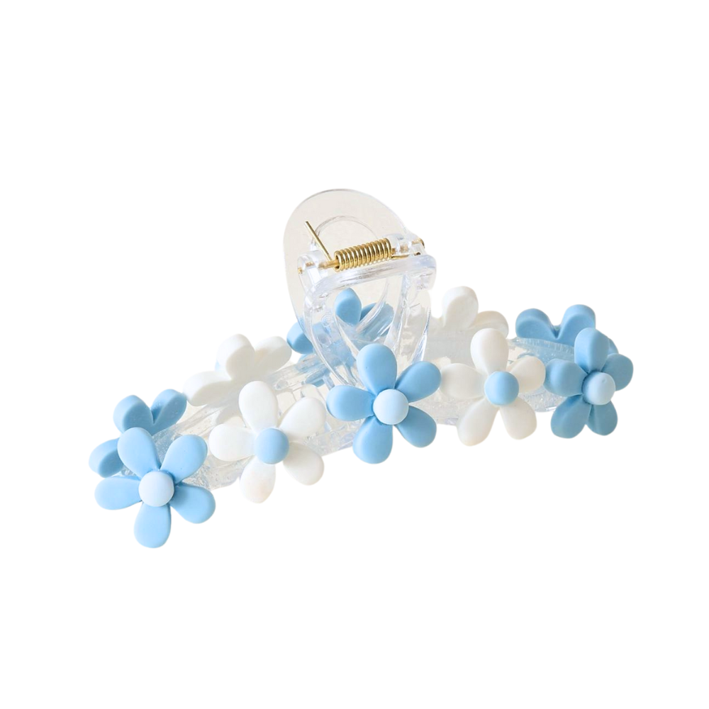 Carolina Blue and White Floral Hair Clip by the Darling Effect