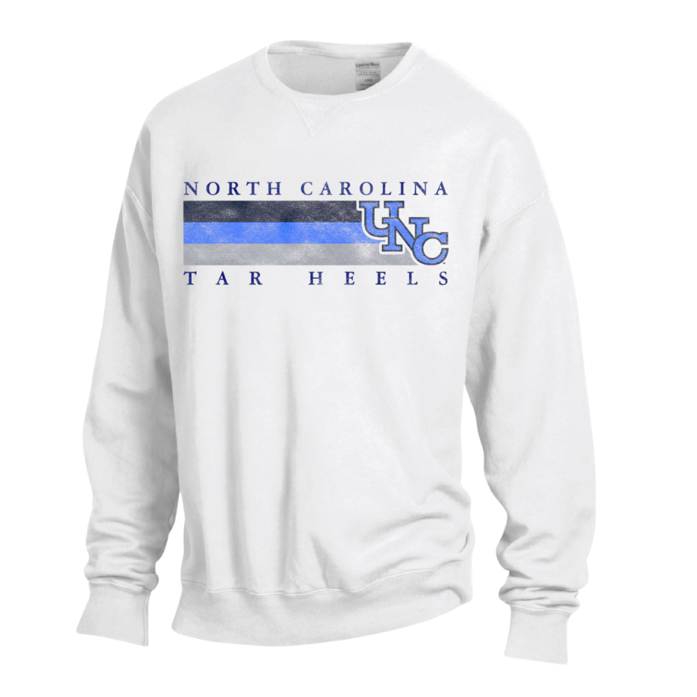 UNC Vintage White Crewneck Sweatshirt with Staircase Logo
