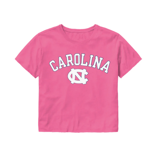 North Carolina Tar Heels Basic Cropped T-Shirt in Hot Pink