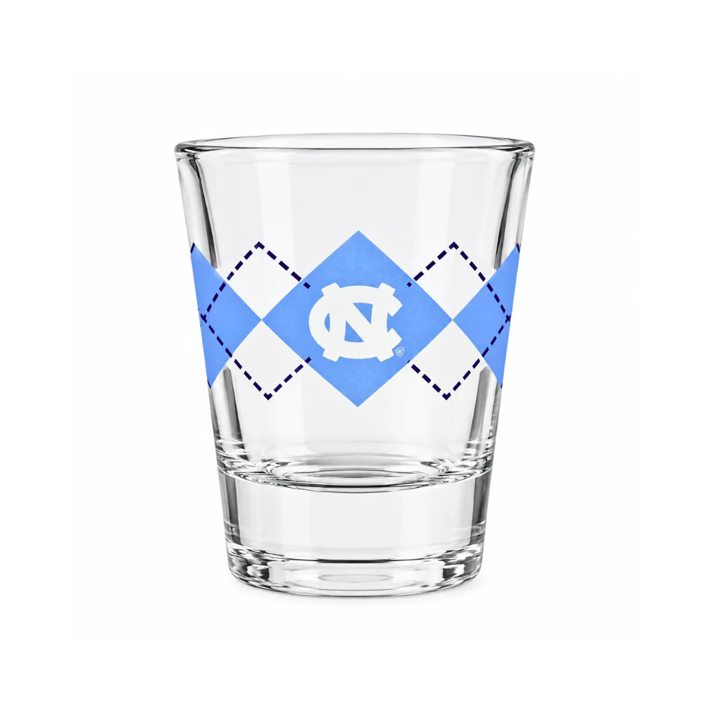 Carolina Blue UNC Argyle Shot Glass 2 oz - Main View - Logo Brands