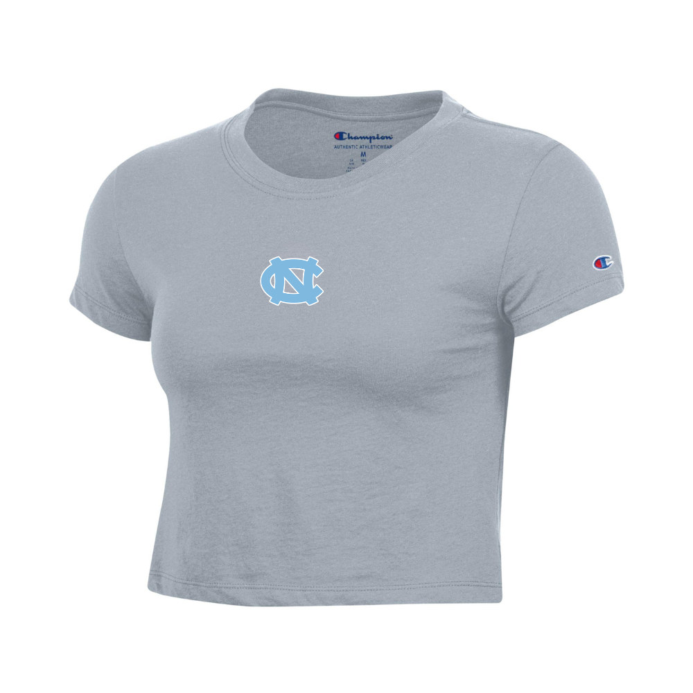 UNC Logo Women's Baby Tee Style Grey Crop Top