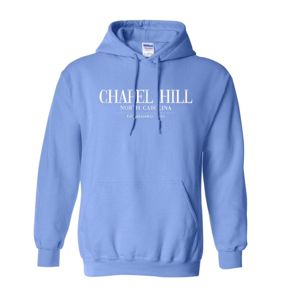 Chapel Hill North Carolina Embroidered Chill Hoodie Sweatshirt in Chapel Hill North Carolina Embroidered Chill Hoodie Sweatshirt in