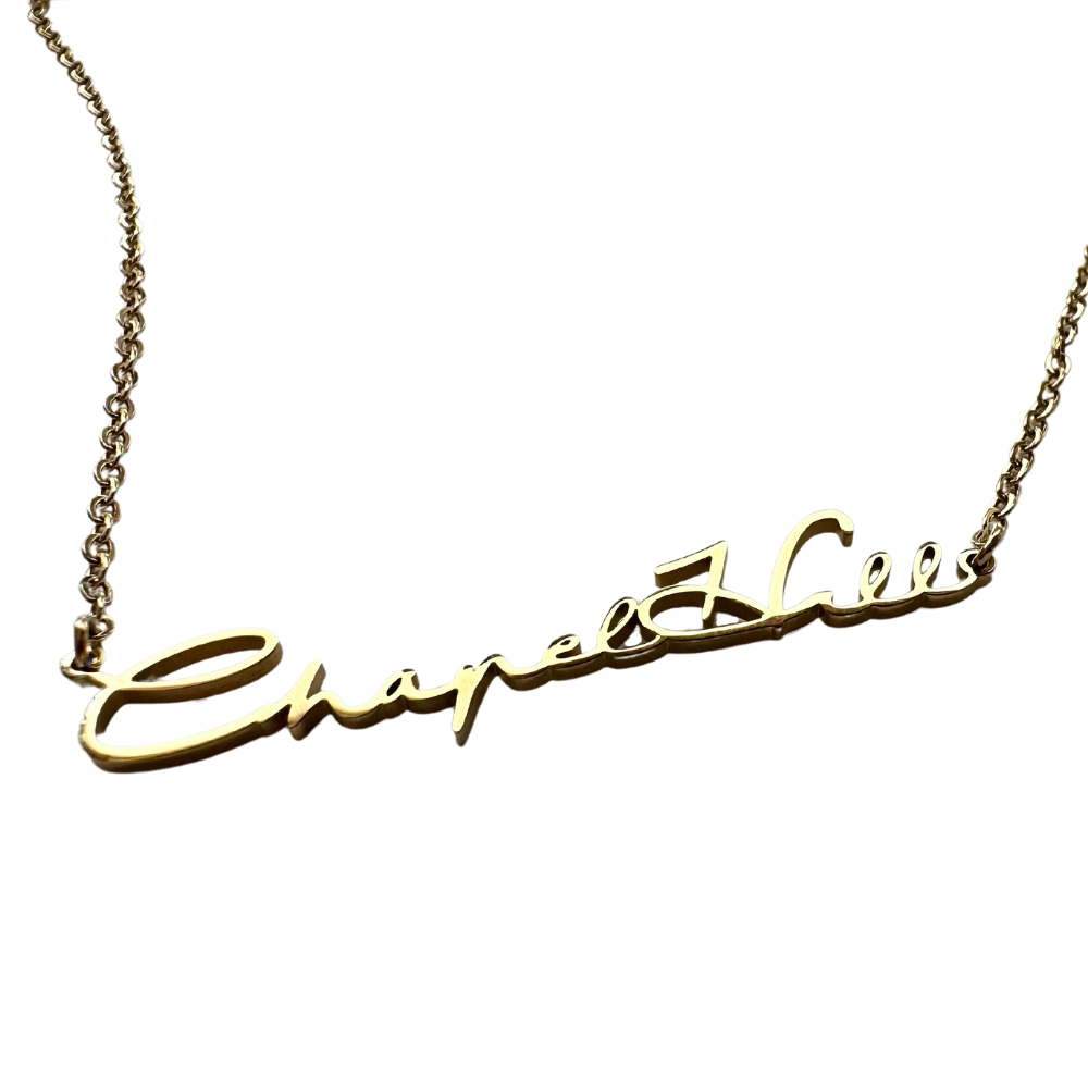 Chapel Hill Cursive Gold Necklace