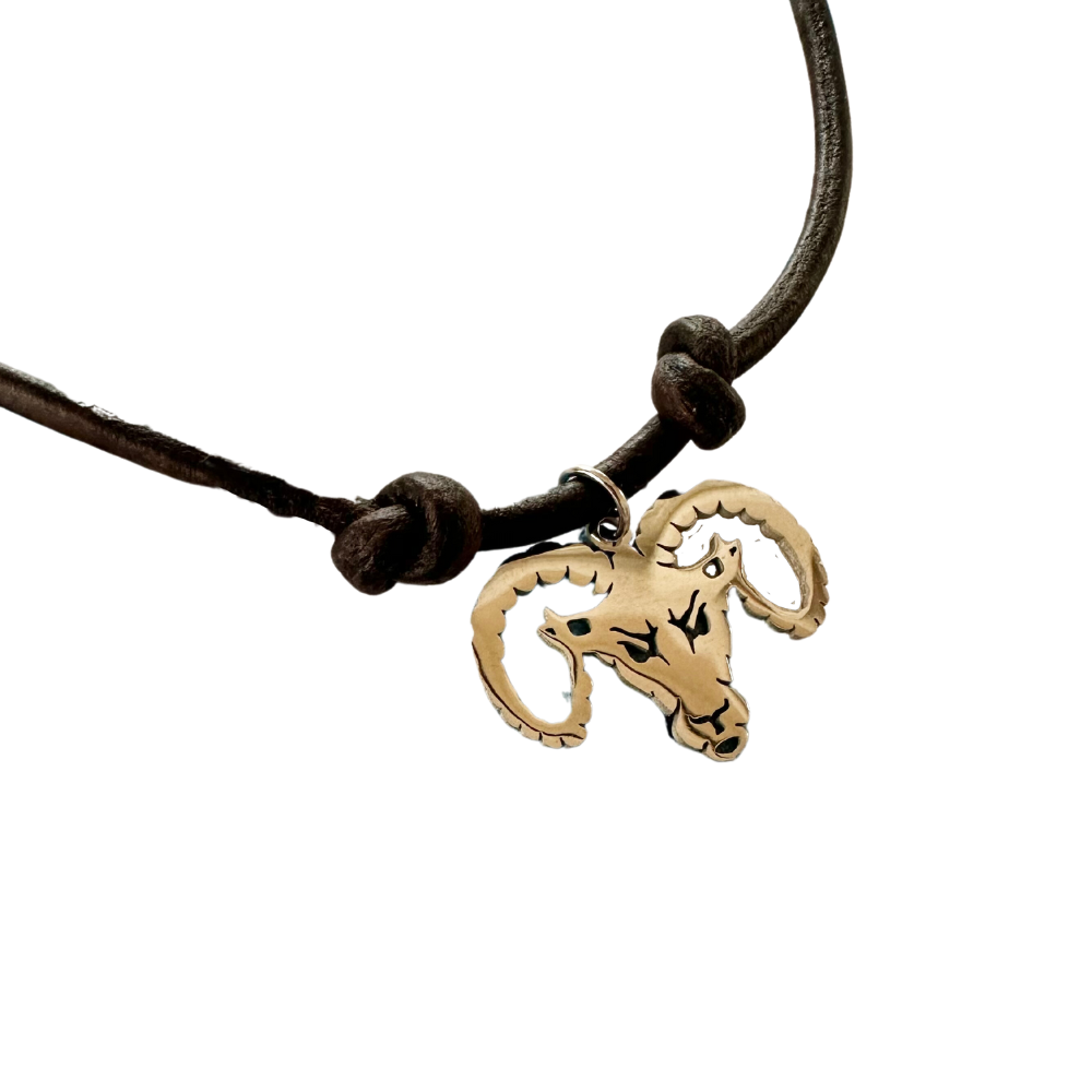 North Carolina Tar Heels Silver Rameses Necklace on Leather