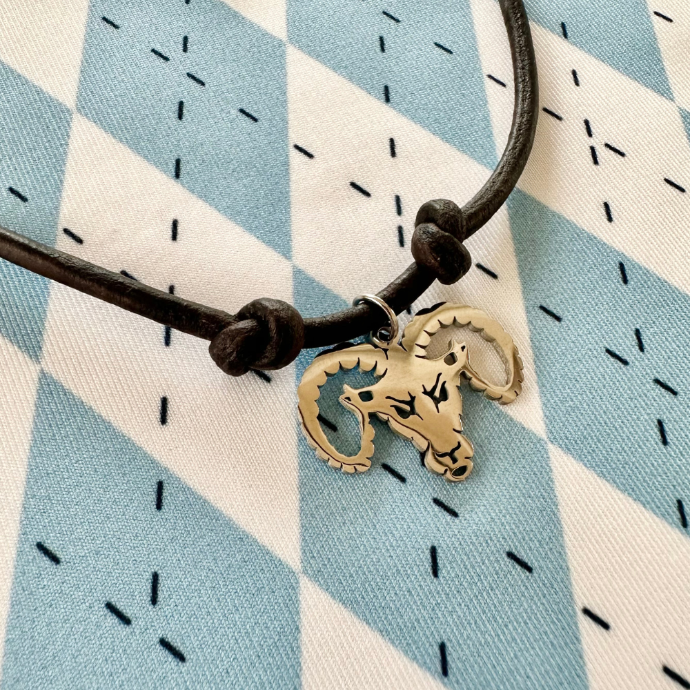 North Carolina Tar Heels Silver Rameses Necklace on Leather