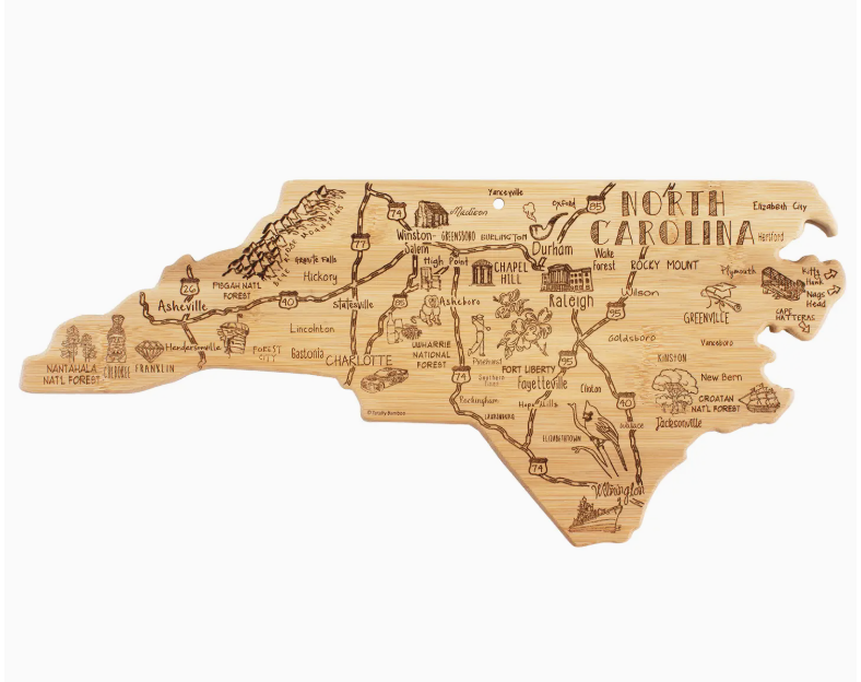 Destination North Carolina Cutting Board w/ Engraved Artwork