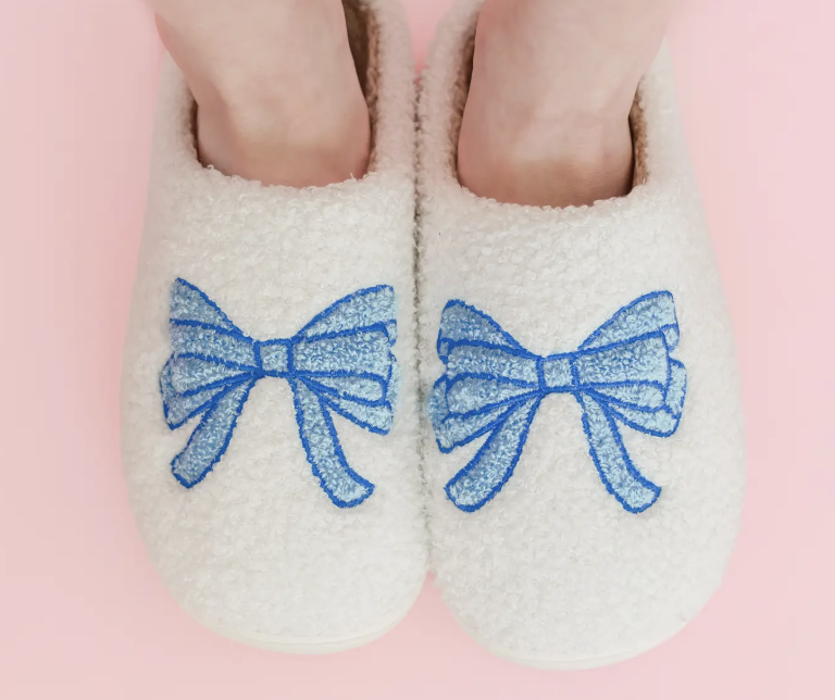 Blue Bow Slippers