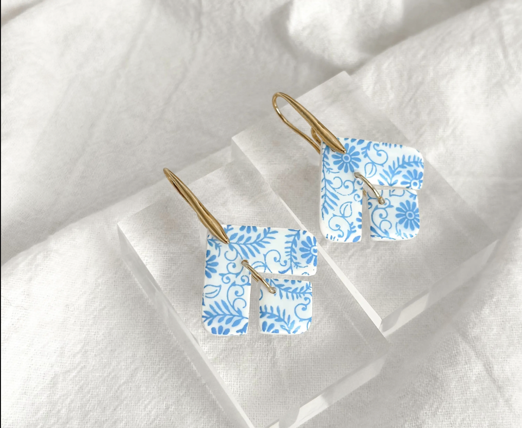 Carolina Blue Floral Liza Earrings