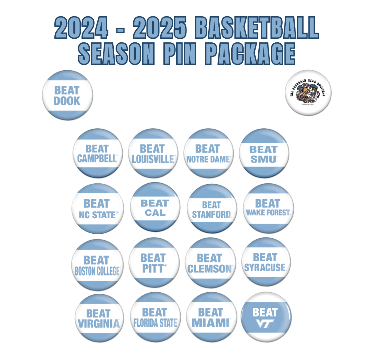 Carolina Basketball Full Season Pin Package 2024-2025